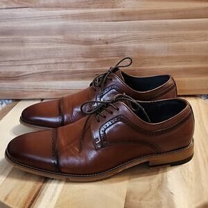 STACY🐲ADAMS BROWN LEATHER LACE-UPS MENS 10.5 ELEGANT  OXFORDS IN VERY GUC CLEAN